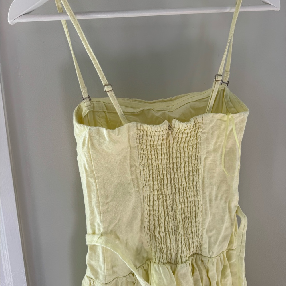 Abercrombie & Fitch premium linen drop waist yellow midi dress small - Picture 5 of 6
